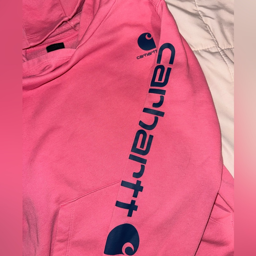 Girls Carhartt Fleece-Lined Pink Sweatshirt size large girls size 12 - Picture 4 of 4